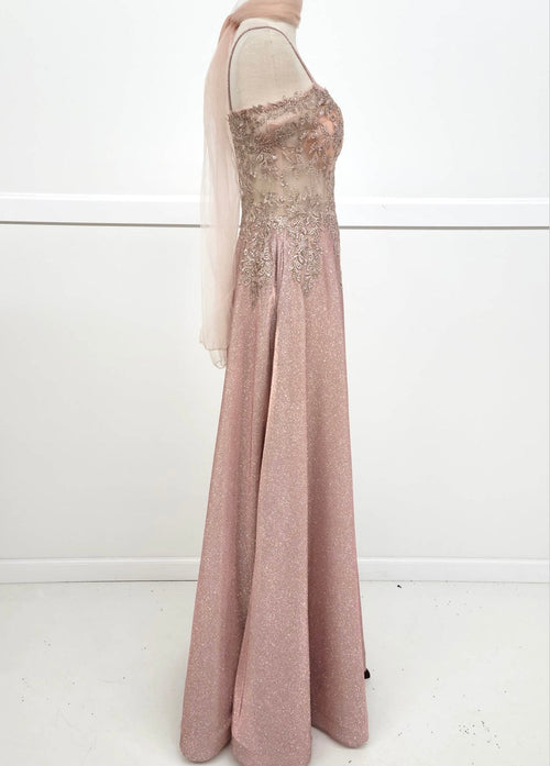 Chicas 4031 Romantic Printed Prom Rose A-Line Spaghetti-Strap Fabric Dress