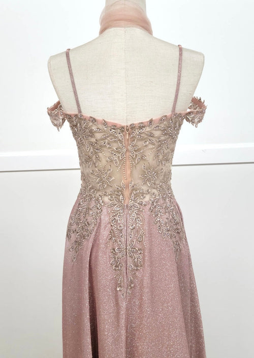 Chicas 4031 Romantic Printed Prom Rose A-Line Spaghetti-Strap Fabric Dress