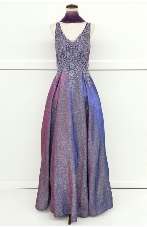 Chicas DM4017 Bridal V-Neck Long Pocket Style Fabric Dress