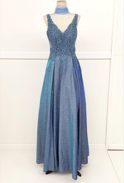 Chicas DM4017 Bridal V-Neck Long Pocket Style Fabric Dress
