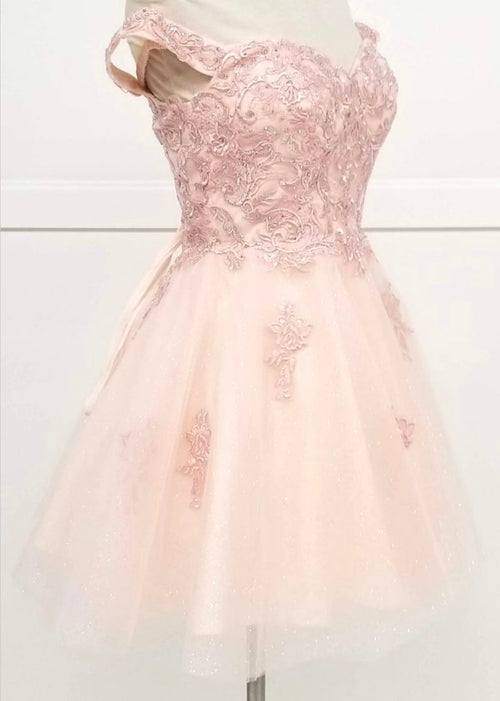 Chicas C314 Elegant Printed Glitter Formal White Floral Tulle Dress