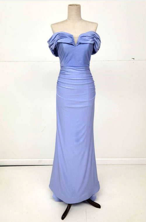 Chicas C325 Solid-Color Mermaid Off-Shoulder Convertible-Straps Fabric Dress