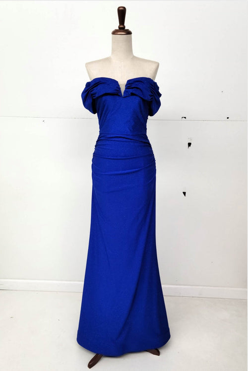 Chicas C325 Solid-Color Mermaid Off-Shoulder Convertible-Straps Fabric Dress