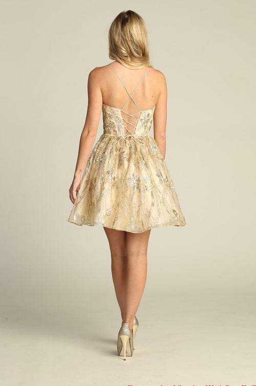 Chicas C317 Cocktail Royal A-Line Sweetheart Short Sequin Tulle Dress