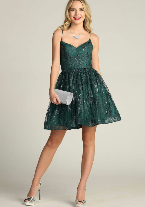 Chicas C317 Cocktail Royal A-Line Sweetheart Short Sequin Tulle Dress