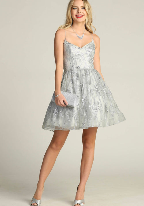 Chicas C317 Cocktail Royal A-Line Sweetheart Short Sequin Tulle Dress