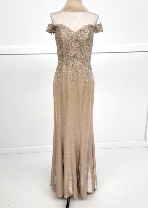 Chicas 4025 Elegant Bridal Champagne Sweetheart Floor-Length Embroidered Lace Dress