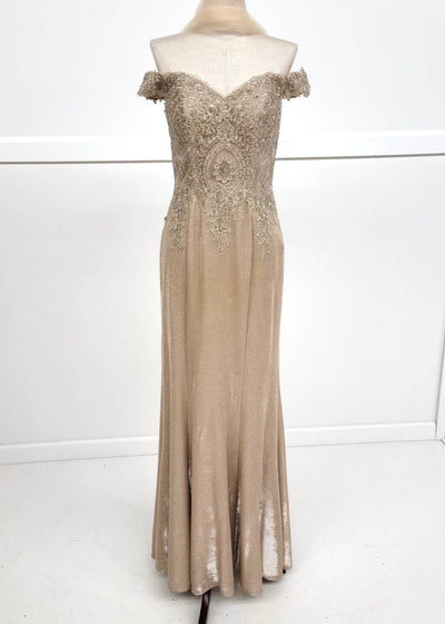 Chicas 4025 Elegant Bridal Champagne Sweetheart Floor-Length Embroidered Lace Dress