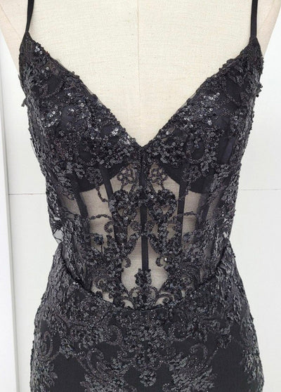 Chicas C814 Cocktail Illusion Short Corset Beaded Mesh Dress