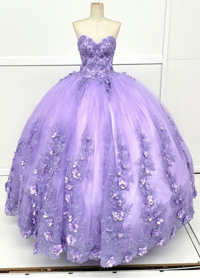 Chicas HF3035 Romantic Printed Glitter Quinceañera BallDress Strapless Tulle Dress