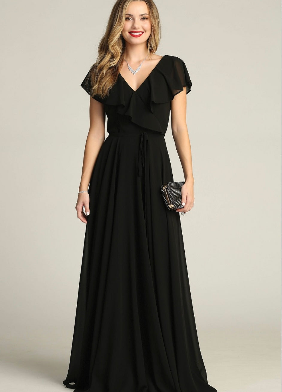 Chicas C2403 Floor-Length Elegant Evening Long Ruffled Chiffon Dress