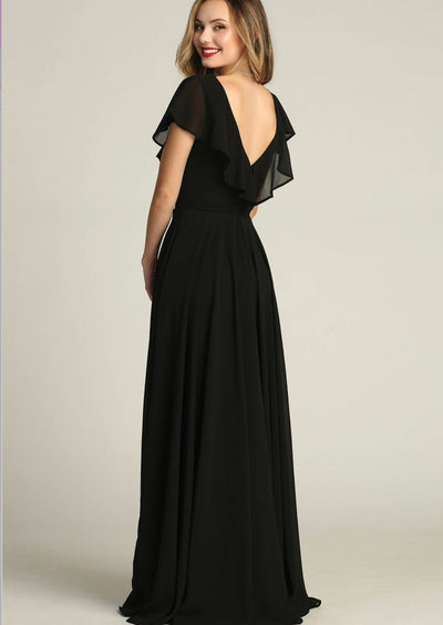 Chicas C2403 Floor-Length Elegant Evening Long Ruffled Chiffon Dress