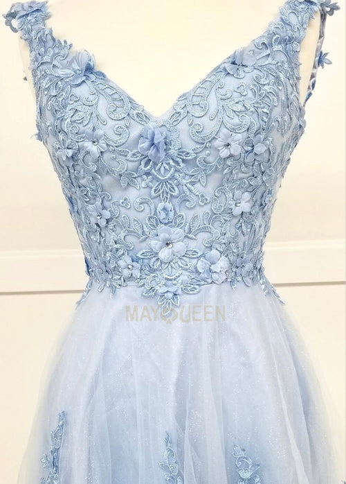 Chicas C311 Romantic Printed Glitter Formal A-Line Floral Tulle Dress