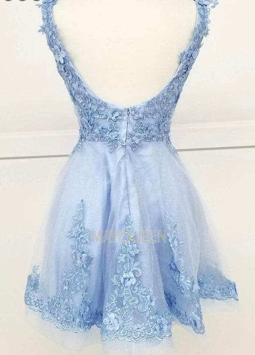 Chicas C311 Romantic Printed Glitter Formal A-Line Floral Tulle Dress
