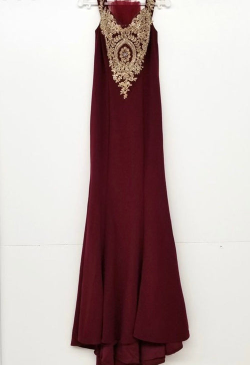 Chicas DM4011 Elegant Bridal Black Sleeveless Floor-Length Embroidered Fabric Dress