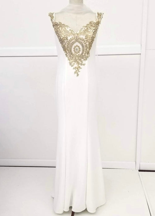 Chicas DM4011 Elegant Bridal Black Sleeveless Floor-Length Embroidered Fabric Dress
