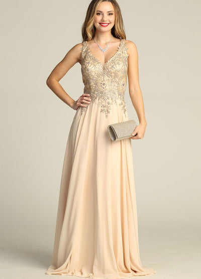 Chicas DM4006 Elegant Evening Black A-Line Sleeveless Floor-Length Chiffon Dress