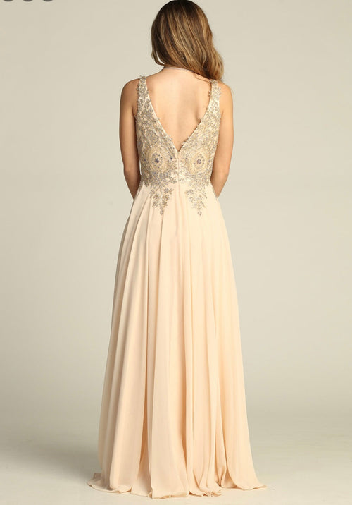 Chicas DM4006 Elegant Evening Black A-Line Sleeveless Floor-Length Chiffon Dress