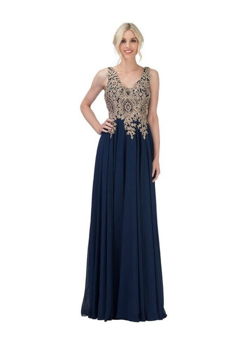 Chicas DM4006 Elegant Evening Black A-Line Sleeveless Floor-Length Chiffon Dress