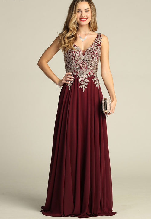 Chicas DM4006 Elegant Evening Black A-Line Sleeveless Floor-Length Chiffon Dress
