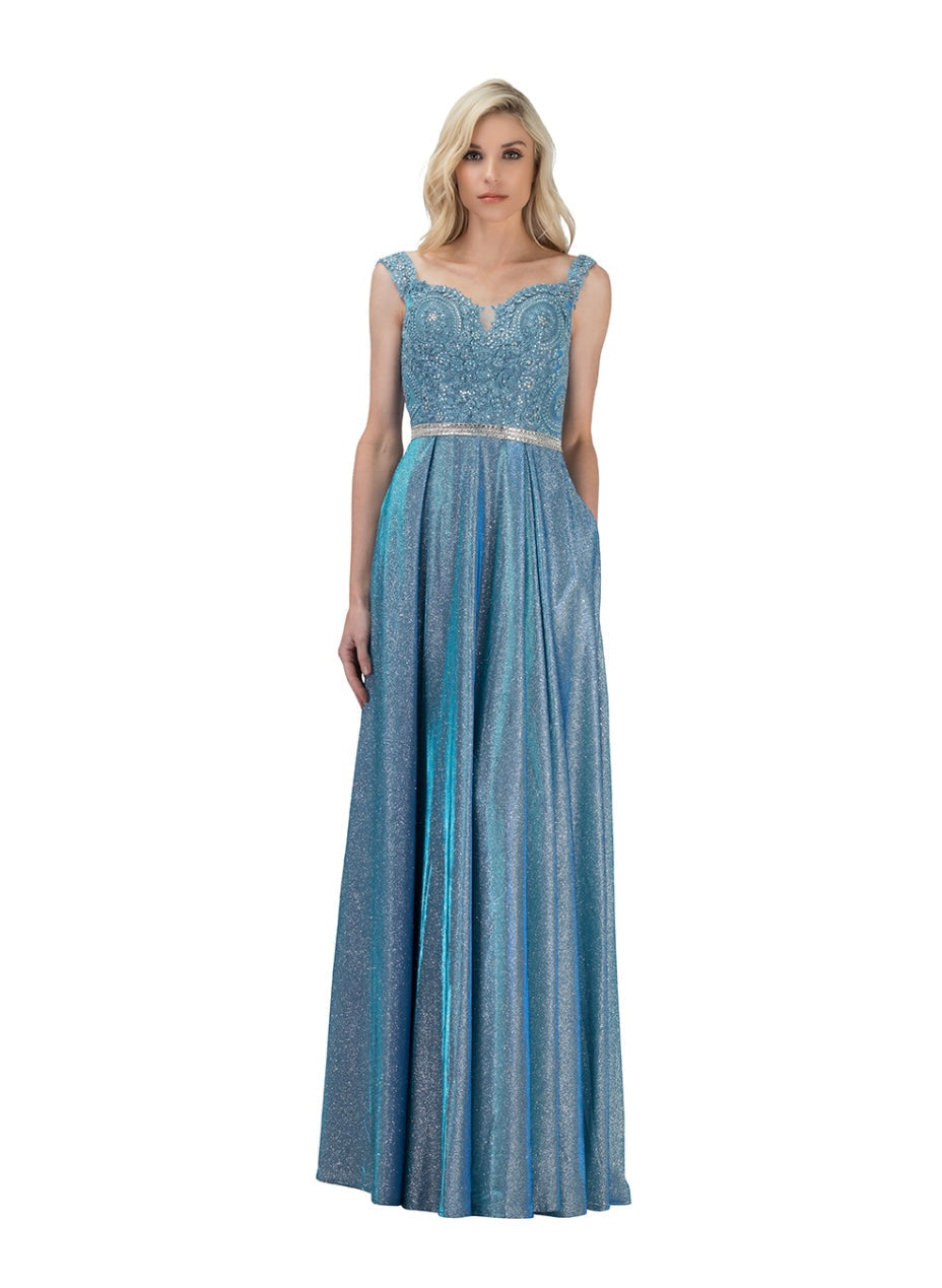 Chicas DM4008 Elegant Evening A-Line Sweetheart Floor-Length Beaded Fabric Dress