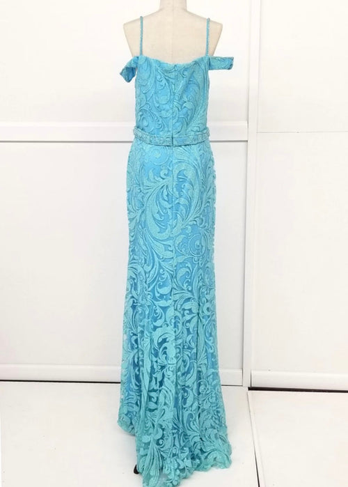 Chicas NY7104 Elegant Evening Gold Illusion Floor-Length Sequin Fabric Dress