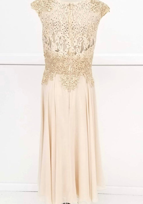 Chicas C7542 Elegant Bridal Navy A-Line Illusion Floor-Length Chiffon Dress