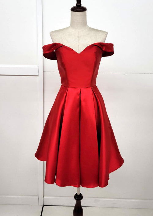 Chicas C7514 Cocktail Red A-Line Sweetheart Pleated Satin Dress