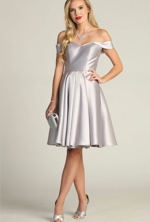 Chicas C7514 Cocktail Red A-Line Sweetheart Pleated Satin Dress