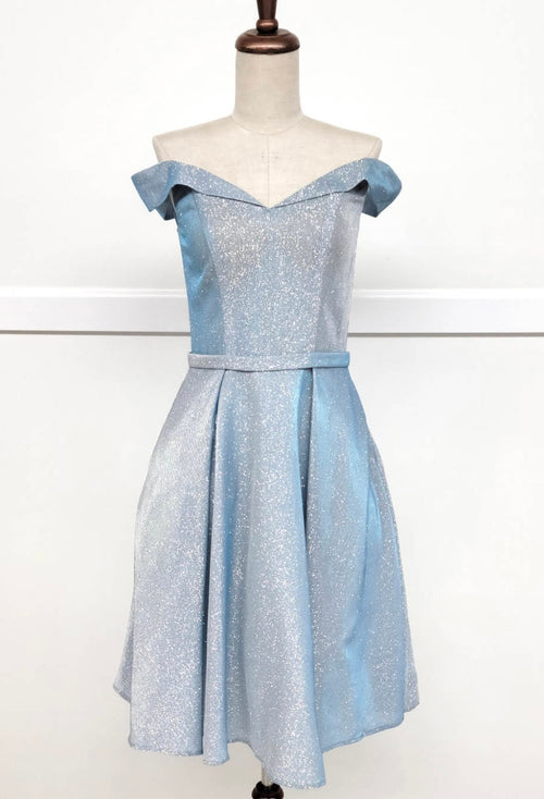 Chicas C7518 Elegant Cocktail Blue A-Line Sweetheart Short Fabric Dress