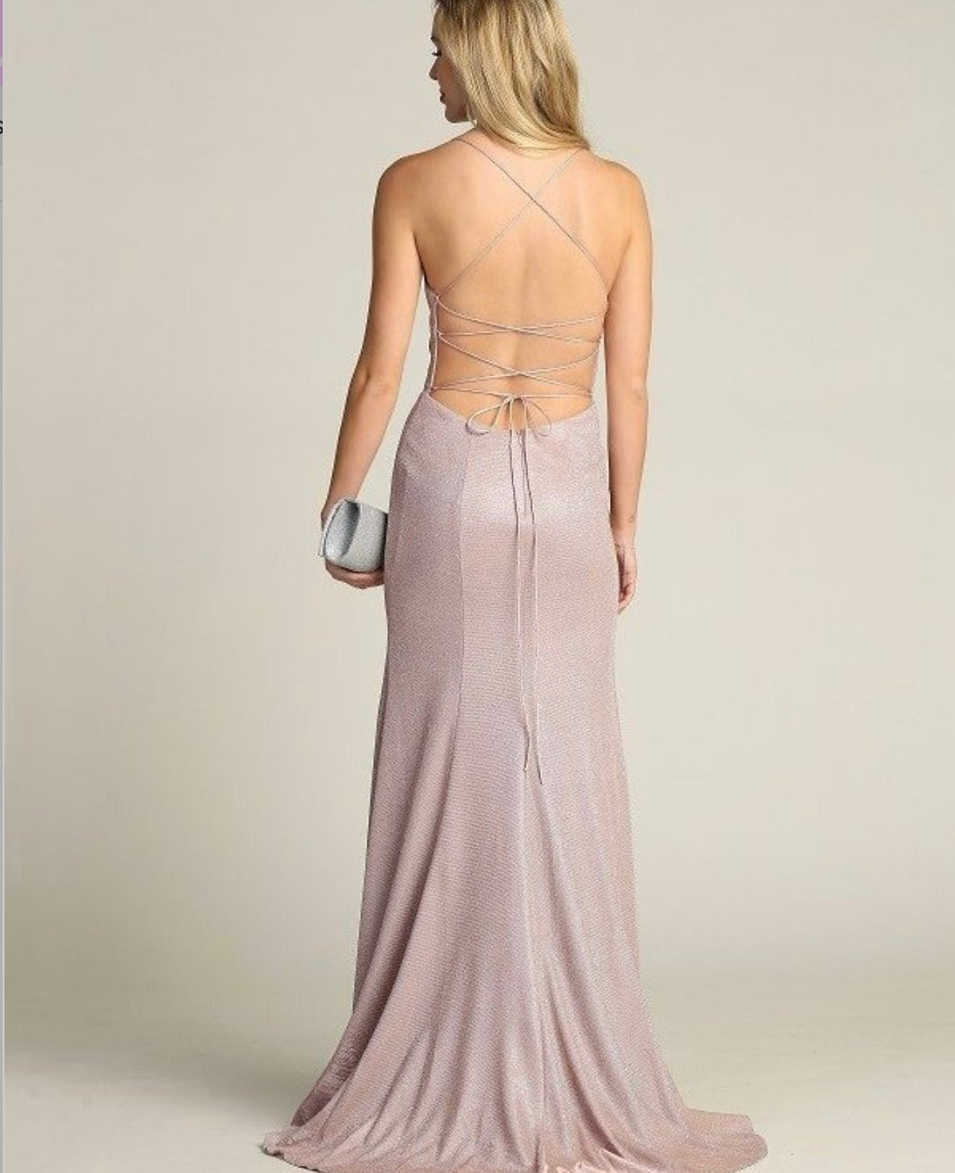 Chicas C7088 Evening Navy Spaghetti-Strap Floor-Length Fabric Dress