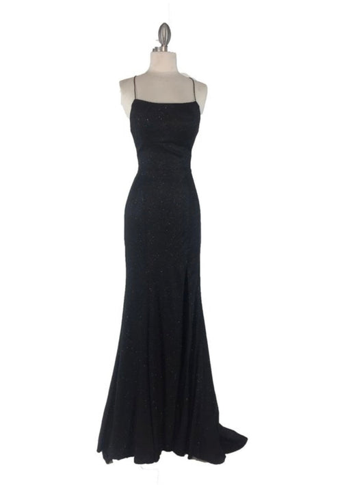 Chicas C7088 Evening Navy Spaghetti-Strap Floor-Length Fabric Dress