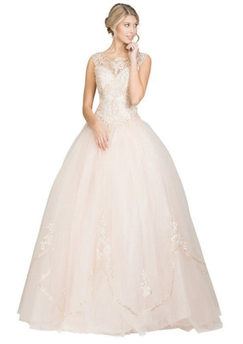 Chicas YM2001 Formal Wine BallDress Illusion Floor-Length Corset Tulle Dress