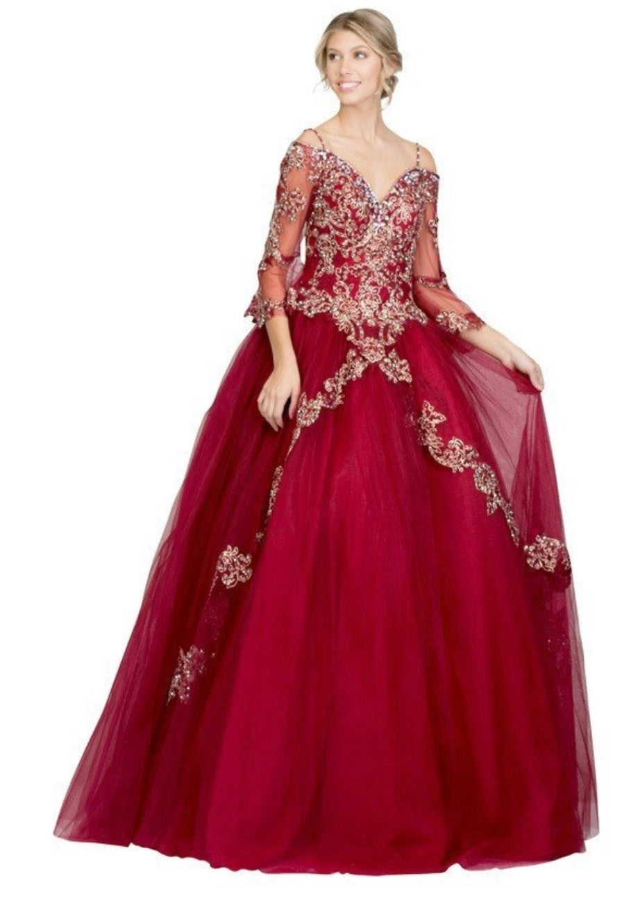 Chicas YM2003 Romantic Formal Royal BallDress Illusion Long Tulle Dress