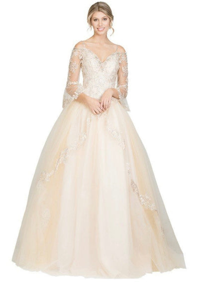 Chicas YM2003 Romantic Formal Royal BallDress Illusion Long Tulle Dress