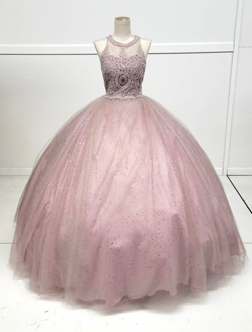 Chicas YG5014 Glitter Formal Wine BallDress Illusion Floor-Length Tulle Dress