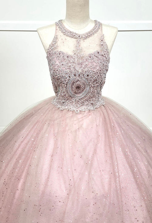 Chicas YG5014 Glitter Formal Wine BallDress Illusion Floor-Length Tulle Dress