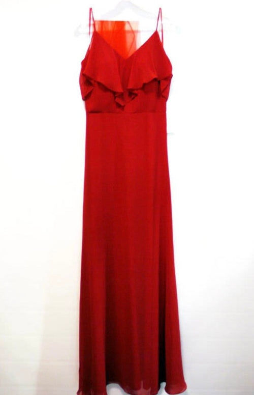 Chicas DM4004 Elegant Navy A-Line Spaghetti-Strap Long Ruffled Chiffon Dress