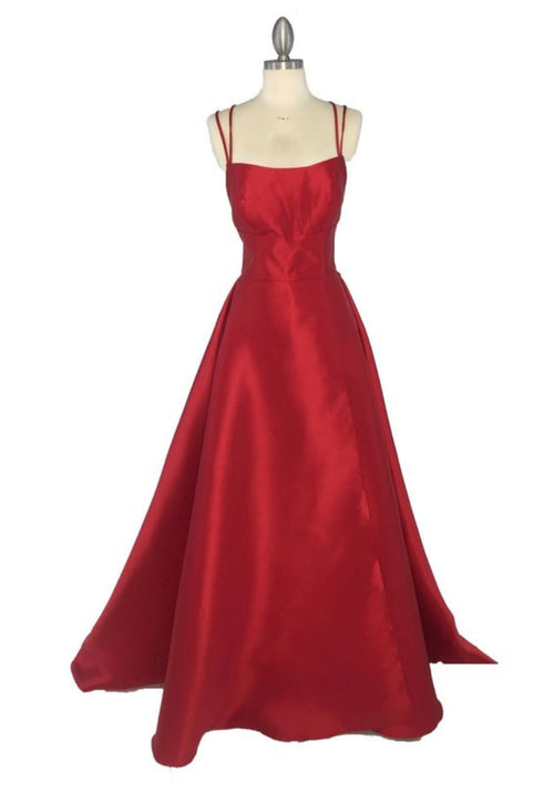 Chicas C7070 Elegant Evening Royal A-Line Spaghetti-Strap Floor-Length Satin Dress
