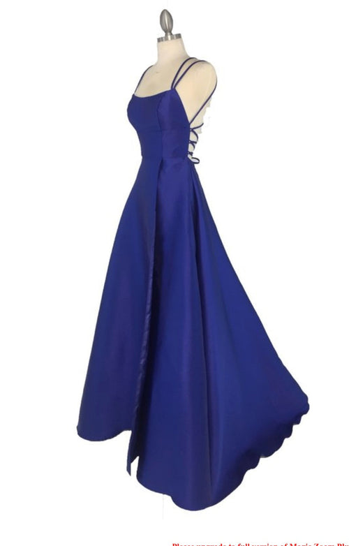 Chicas C7070 Elegant Evening Royal A-Line Spaghetti-Strap Floor-Length Satin Dress