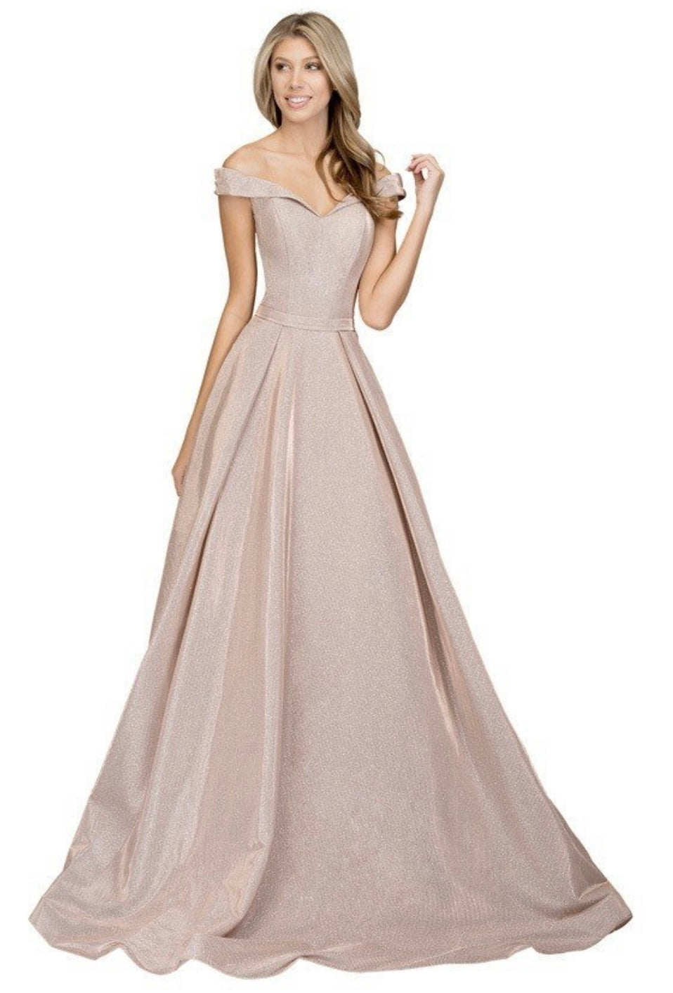 Chicas BT9017 Elegant Glitter Formal Blue BallDress Floor-Length Fabric Dress