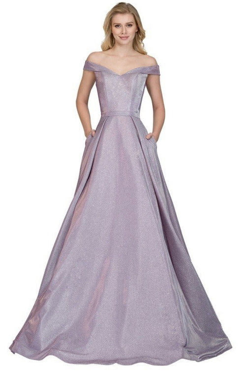 Chicas BT9017 Elegant Glitter Formal Blue BallDress Floor-Length Fabric Dress