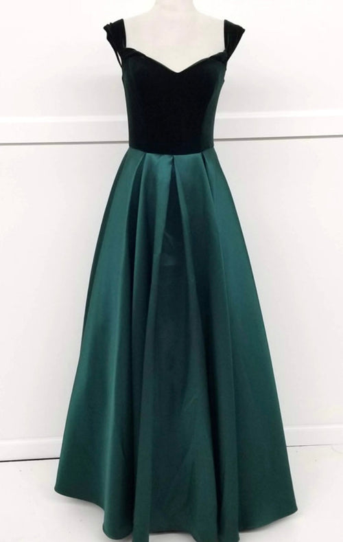 Chicas C7062 Elegant Evening Navy A-Line Sweetheart Floor-Length Satin Dress