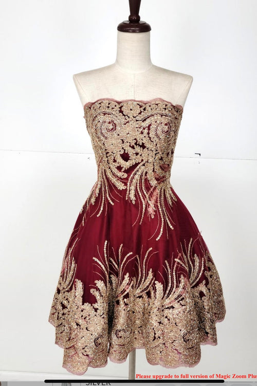 Chicas C1534 Cocktail Royal A-Line Strapless Short Fabric Dress