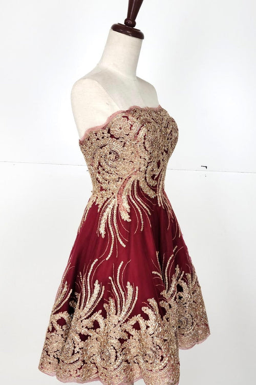 Chicas C1534 Cocktail Royal A-Line Strapless Short Fabric Dress