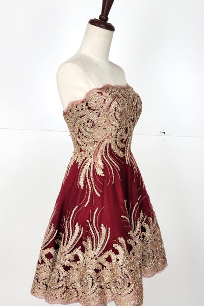 Chicas C1534 Cocktail Royal A-Line Strapless Short Fabric Dress