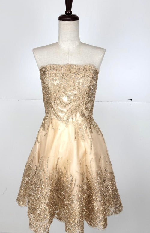 Chicas C1534 Cocktail Royal A-Line Strapless Short Fabric Dress