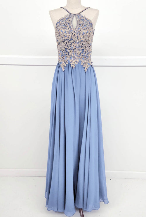Chicas C1521 Printed Evening A-Line Floral Floor-Length Beaded Chiffon Dress