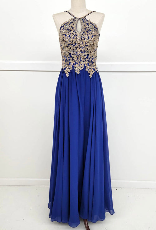 Chicas C1521 Printed Evening A-Line Floral Floor-Length Beaded Chiffon Dress