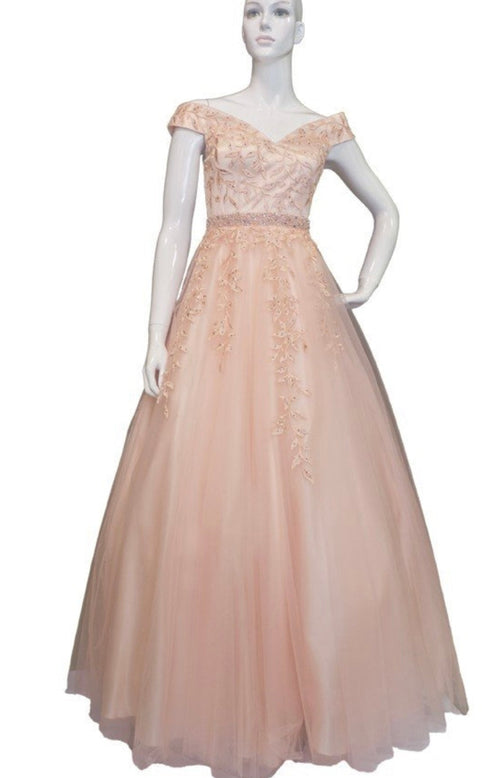 Chicas LM8022 Romantic Printed Bridal White BallDress Floral Tulle Dress